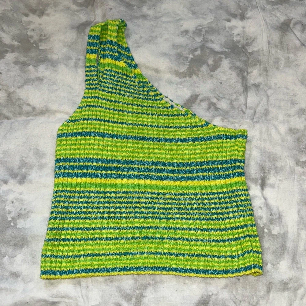 Urban Outfitters Stripped Knit One Shoulder Crop Top - Picture 1 of 4